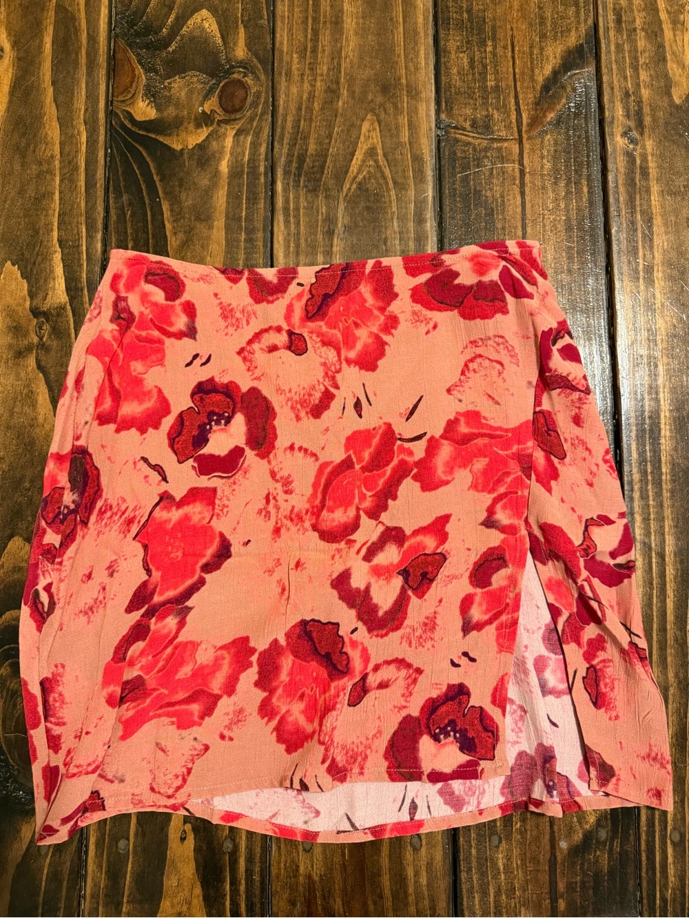 Nasty Gal Pink & Red Floral Mini Skirt